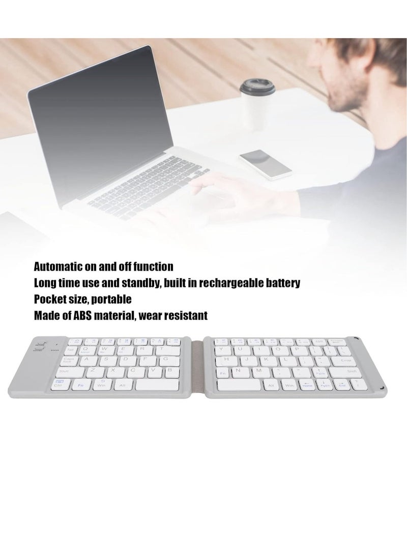 Foldable Bluetooth Keyboard Portable Wireless Keyboard Rechargeable Full Size Ultra Slim Folding Keyboard Compatible iOS Android Windows Smartphone Tablet and Laptop - Image 2