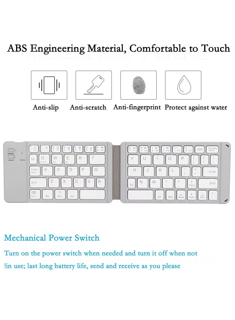 Foldable Bluetooth Keyboard Portable Wireless Keyboard Rechargeable Full Size Ultra Slim Folding Keyboard Compatible iOS Android Windows Smartphone Tablet and Laptop - Image 4