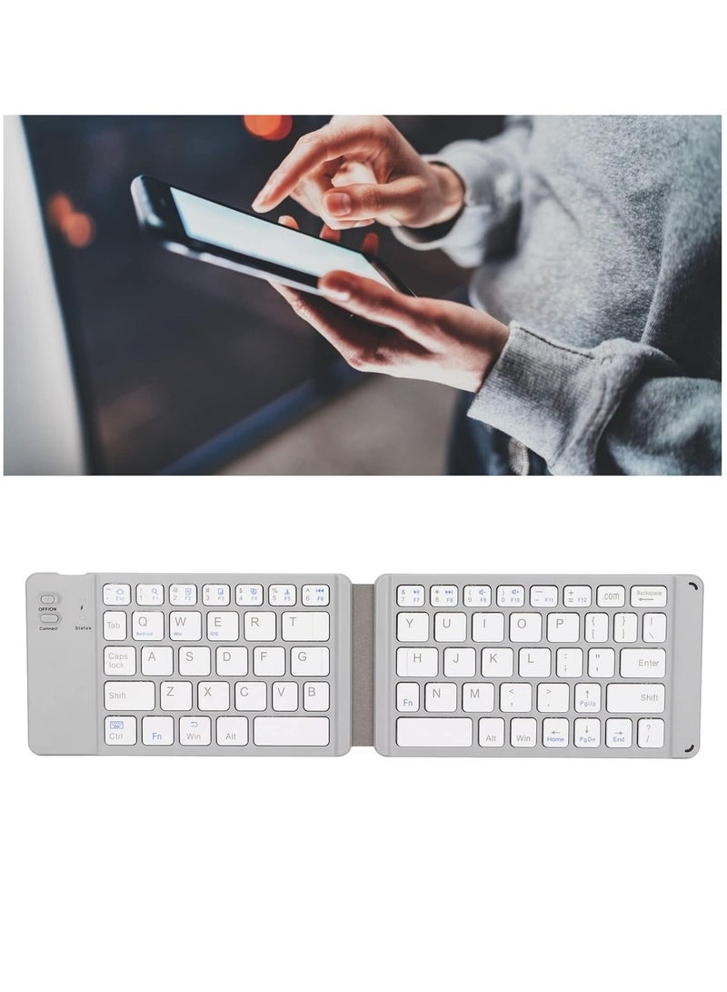 Foldable Bluetooth Keyboard Portable Wireless Keyboard Rechargeable Full Size Ultra Slim Folding Keyboard Compatible iOS Android Windows Smartphone Tablet and Laptop - Image 3
