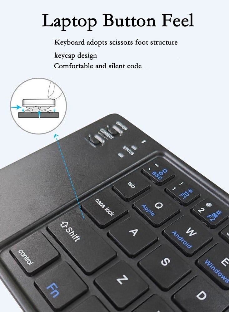 Foldable Bluetooth Keyboard Portable Wireless Keyboard Rechargeable Full Size Ultra Slim Folding Keyboard Compatible iOS Android Windows Smartphone Tablet and Laptop - Image 5