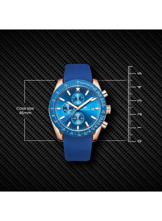 KENNETH SCOTT Men's Chrono & Multi Function Display Watch With Dark Blue Silicone Strap - K23148-RSNN