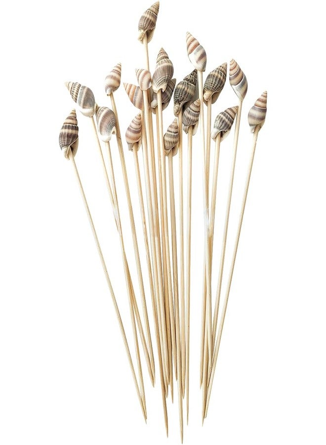GSHLLO 100 Pcs Seashell Cocktail Picks Beach Party Food Sticks Tropical Conch Drink Toothpicks Holiday Appetizer Picks Summer Theme Cupcake Picks Luau Fruit Sticks Skewers Conch - Image 1