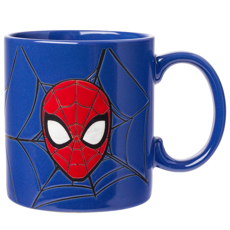 Silver Buffalo Marvel Comics Spiderman Wax Resist Ceramic Mug 20 Ounces BlueMulti 20oz