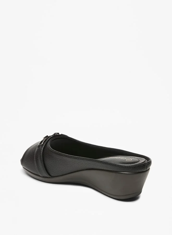 Le Confort Women's Solid Slip-On Mule Sandals with Wedge Heels