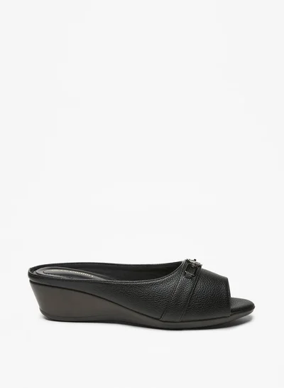 Le Confort Women's Solid Slip-On Mule Sandals with Wedge Heels