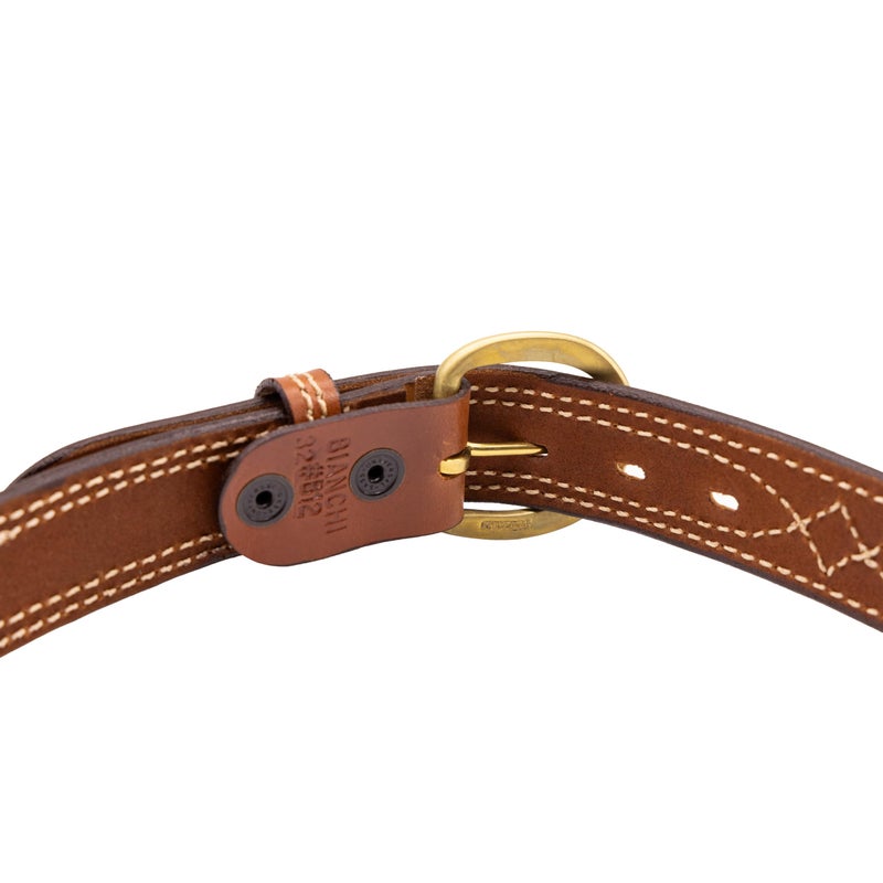 Bianchi B12 Fancy Stitched Belt, 1.5" Width, Tan Finish, Brass Buckle, SZ38 - Image 2