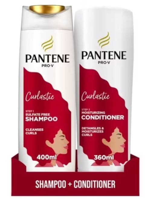 Pantene Pro-V Curlastic Sulfate Free Shampoo 400ml and Moisturizing Conditioner 360ml