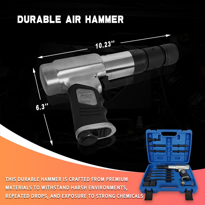 Csttler Air Hammer with 14-PCS Air Chisel ï¼ŒAir Chisel Hammer -Tapered Punche,Air Hammer Kit-Panel Cutter,Air Chisel Hammer-Flat Chisel,2500 BPM - Image 5