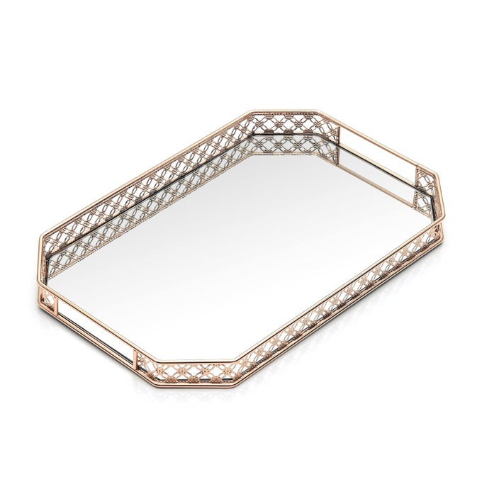 GOLD MIRROR TRAY PERFUME TRAY FOR DRESSER GOLD VANITY TRAYS FOR BATHROOM AND HOME DECOR 116 X 77 X 12 INCHES