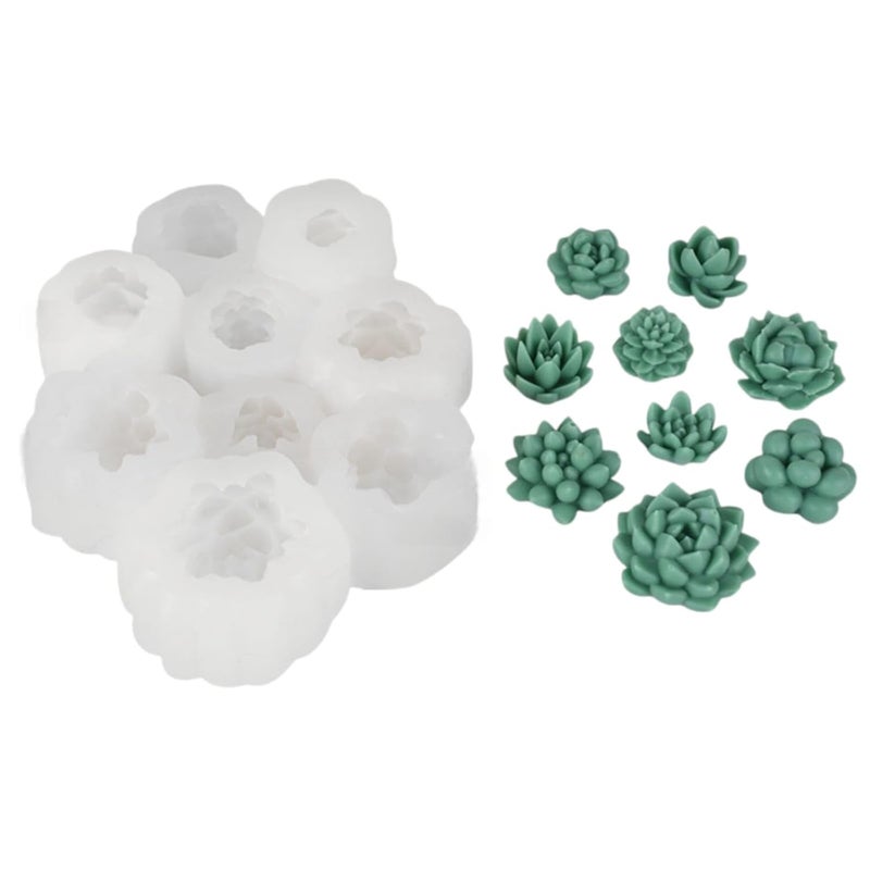 SOFTCREATO 3D Cactus Flower Plants Candle Mold I 3D Fondant Silicone Scented Wax Mould I Succulent Molds for DIY Handmade Ornament Chocolate Cake Dcor Resin Art Craft Making Home Decoration 9 Cavity