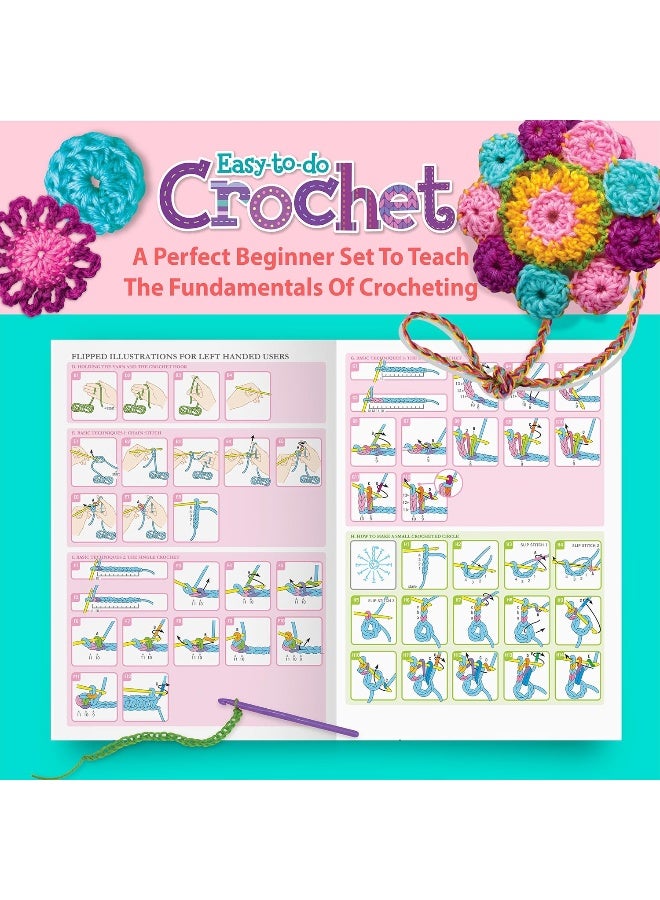 4m طقم فن الكروشيه السهل 4M - مجموعة حرفة كروشيه للمبتدئين للأطفال والمراهقين من عمر 8 سنوات فما فوق | اصنع حوامل أكواب، حقائب صغيرة وأحزمة مع 2 خطاف و7 خيوط ملونة | طقم هدايا الفنون والحرف | 00-02737 - Image 3