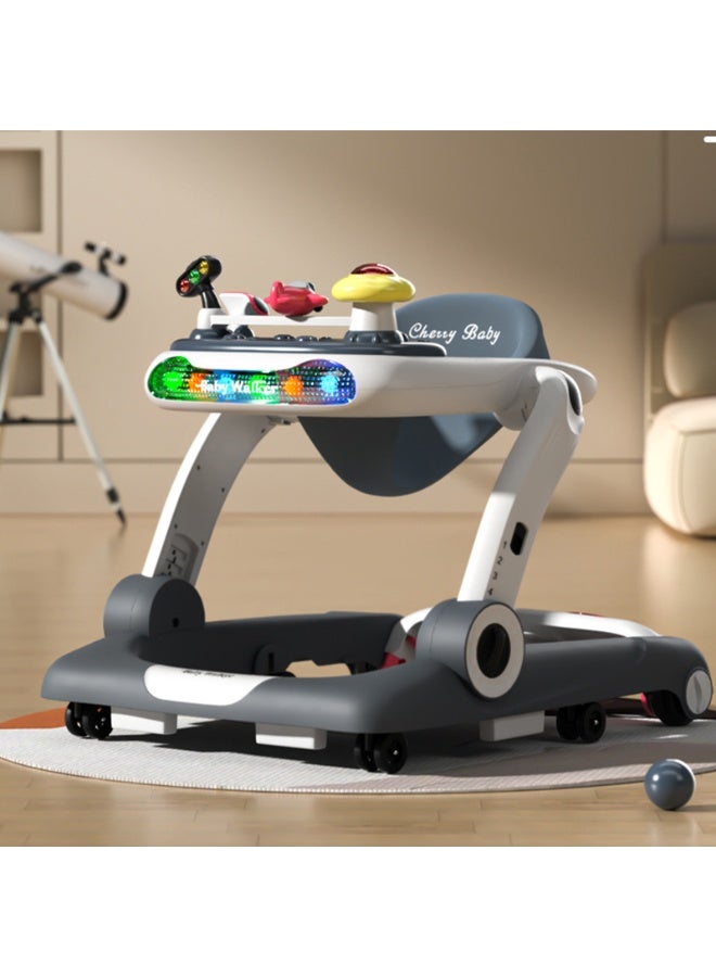 4-in-1 Baby Walker with Music, LED Lights & Adjustable Height Equipped with an Anti-Fall Stair Safety System.