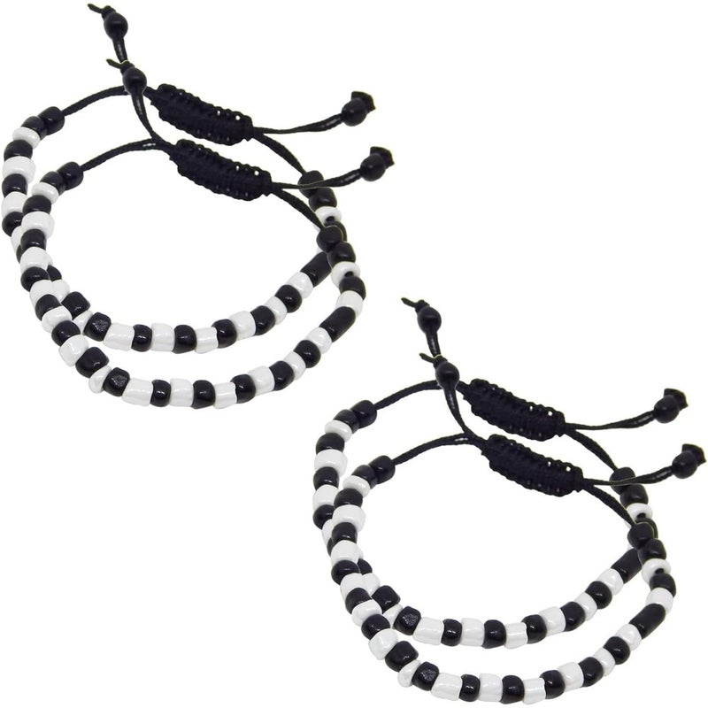 S, S Store Black and White Nazariya for Baby Girls and Baby Boys 2 Pair - Adjustable Size Cotton Thread Black Evil Eye Nazar Bracelet for Hands and Foot for New Born Babies - Image 1