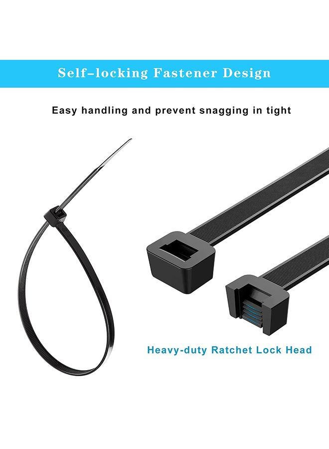 Nylon Cable Ties 100 Pack Black Various Sizes Multi-Purpose Self-Locking Nylon Cable Cord Management Suitable For Home, Office, Garden, Workshop Plastic Cable Tie Length 450mm - Image 3