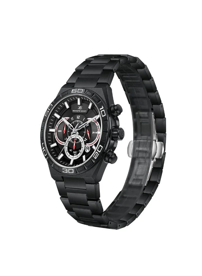 كينيث سكوت Kenneth Scott Men's Chronograph  Black  Dial Watch - K26101-BBBB