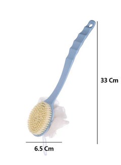 joyzzz Shower Body Brush with Bristles and Loofah,Back Scrubber Bath Mesh Sponge with Curved Long Handle for Skin Exfoliating Bath, Massage Bristles Suitable for Wet or Dry, Men and Women (Blue)  - Image 4