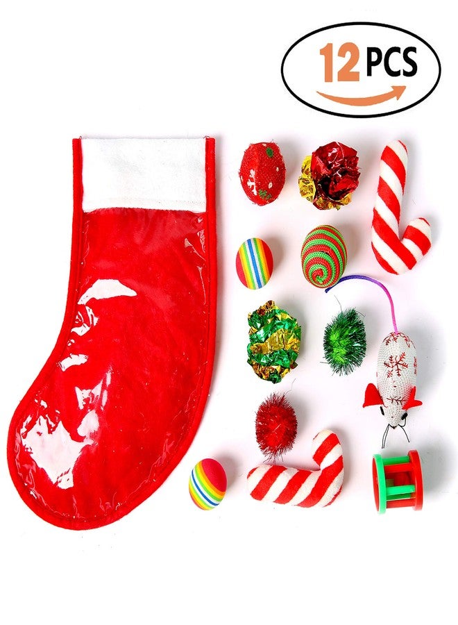 Highland Farms Select Christmas Stocking Cat Gifts Set - Cat Toy Filled - Kitty Festive Stocking Variety Pack Toy - 12 Packs - Image 3