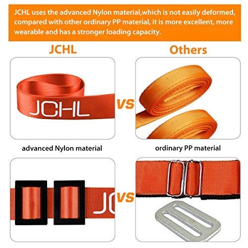 JCHL أحزمة نقل JCHL نظام رفع ونقل لشخصين أحزمة حمل قابلة للتعديل لنقل الأثاث والأشياء الثقيلة برتقالية - Image 3