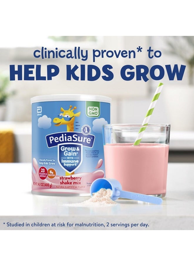 بدياشور مسحوق مزيج شيك PediaSure Grow & Gain with Immune Support Shake، 23 فيتامين ومعادن، 6 جرام بروتين، يساعد الأطفال على اللحاق بالنمو، خالٍ من الكائنات المعدلة وراثيًا، خالٍ من الجلوتين، فراولة، علبة 14.1 أونصة، 3 علب - 24 وجبة  - Image 3