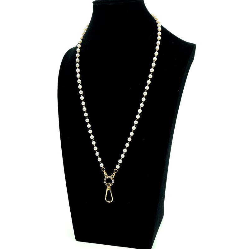 Sopopal Pearl Gold Chain Lanyard for Women Lanyards for ID Badges Classy Key Lanyards for Cruise Ship Cards - Image 3
