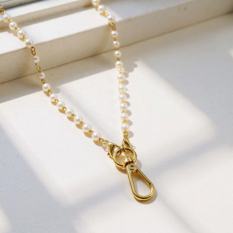 Sopopal Pearl Gold Chain Lanyard for Women Lanyards for ID Badges Classy Key Lanyards for Cruise Ship Cards - Image 4