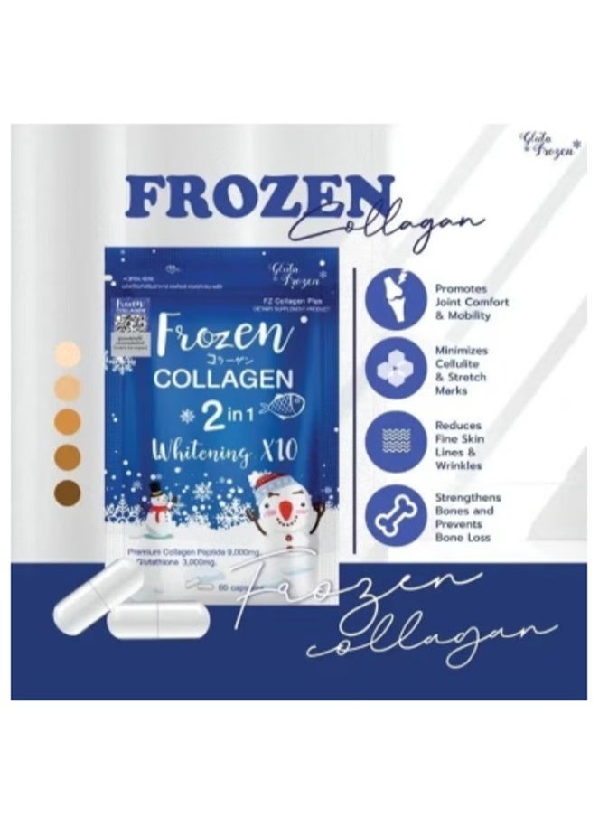 Frozen Collagen Plus 2 in 1 Whitening X10 Glutathione Premium Collagen Peptide 6000mg – 60 Capsules - Image 5