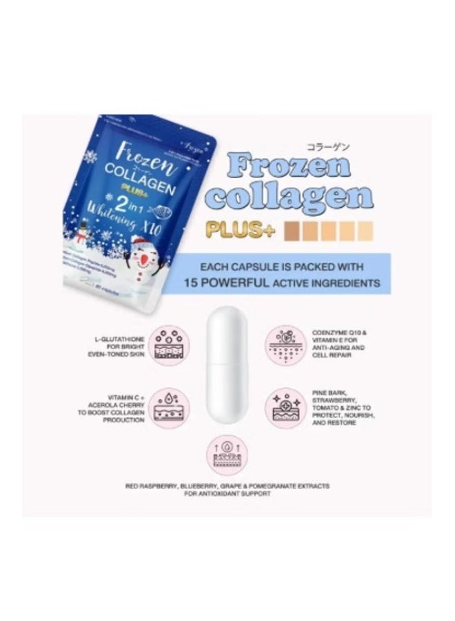 Frozen Collagen Plus 2 in 1 Whitening X10 Glutathione Premium Collagen Peptide 6000mg – 60 Capsules - Image 3