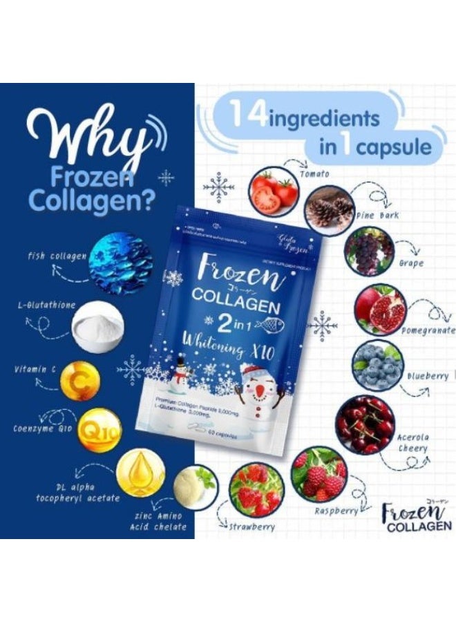 Frozen Collagen Plus 2 in 1 Whitening X10 Glutathione Premium Collagen Peptide 6000mg – 60 Capsules - Image 4