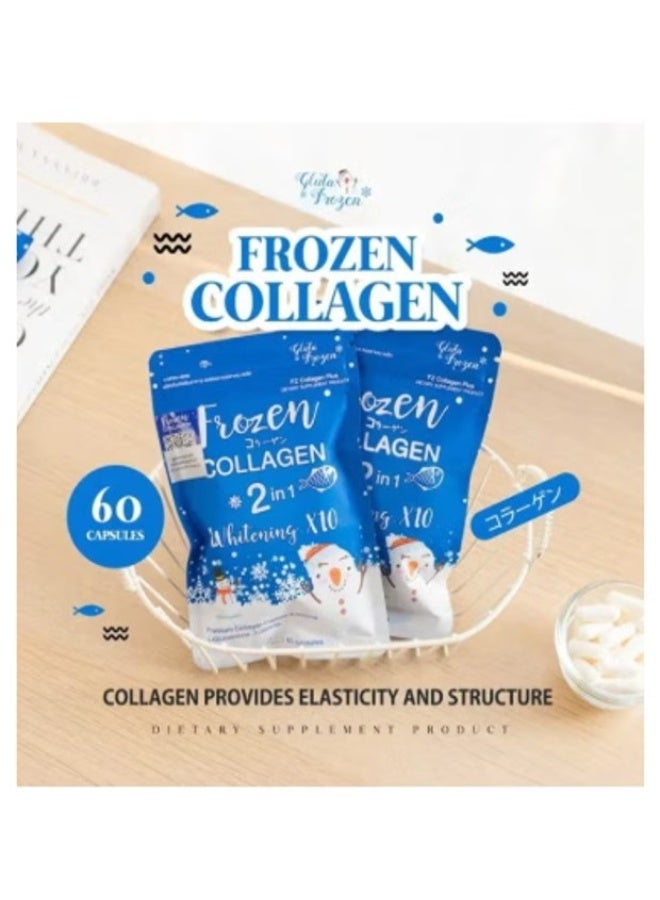 Frozen Collagen Plus 2 in 1 Whitening X10 Glutathione Premium Collagen Peptide 6000mg – 60 Capsules - Image 2
