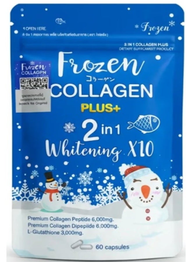 Frozen Collagen Plus 2 in 1 Whitening X10 Glutathione Premium Collagen Peptide 6000mg – 60 Capsules - Image 1