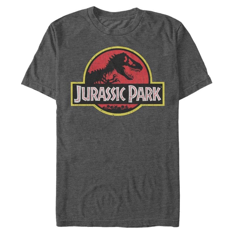 Jurassic Park Logo Men's T-Shirt, Charcoal Heather, Large