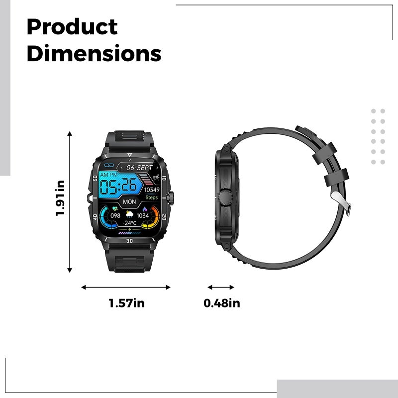 2 Inch HD Smart Watch for Men 3ATM Waterproof 25 Day Standby Wireless Call Heart Rate Monitor - Image 3