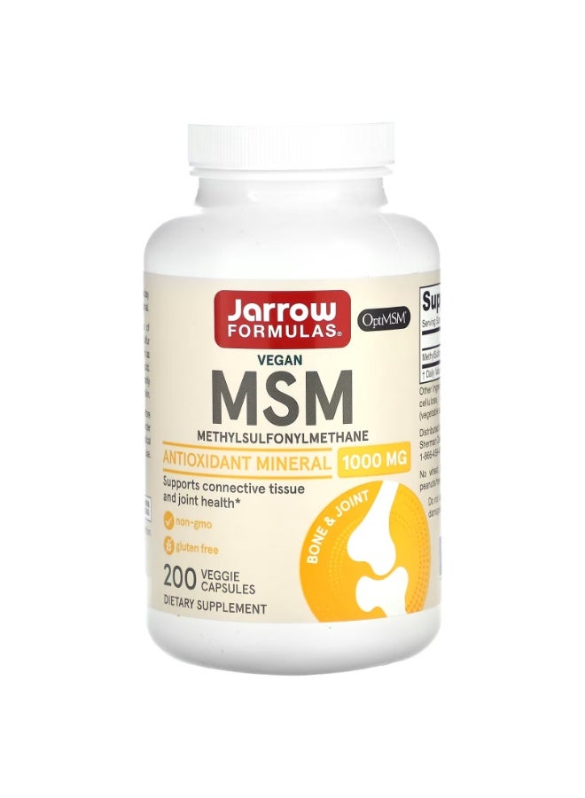 jarrow formulas MSM, 1,000 mg, 200 Veggie Capsules - Image 1