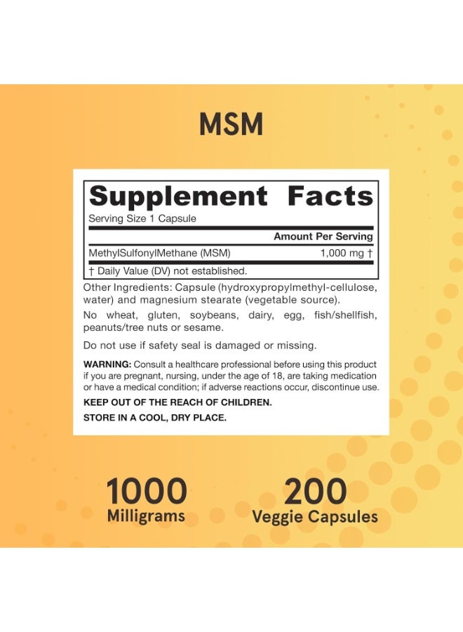 jarrow formulas MSM, 1,000 mg, 200 Veggie Capsules - Image 4