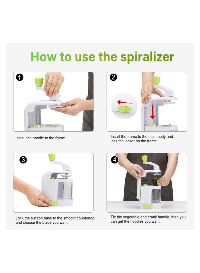 4-in-1 Vegetable Spiralizer with Rotating Blades, Heavy-Duty Zucchini Noodle Maker, Strong Suction Cup Vegetable Cutter, Removable Design for Easy Cleaning and Use. - Image 4