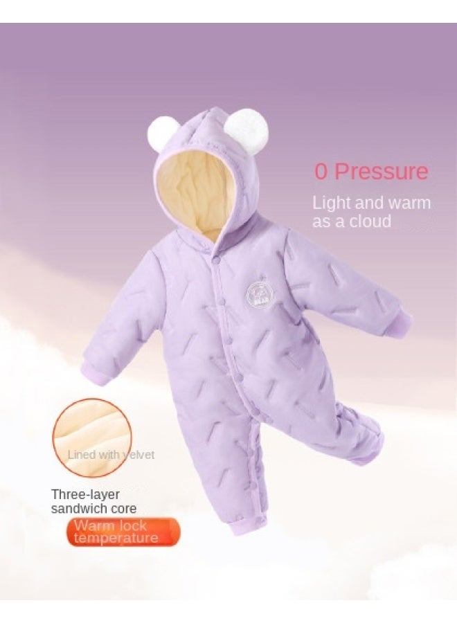 DEESHA Three-layer Cotton Padding】baby Bodysuits For Autumn And Winter, Newborn Clothes, Full-month Cotton Outfits, Baby 100-day Celebration Outfits, Crawler Suits - Image 1