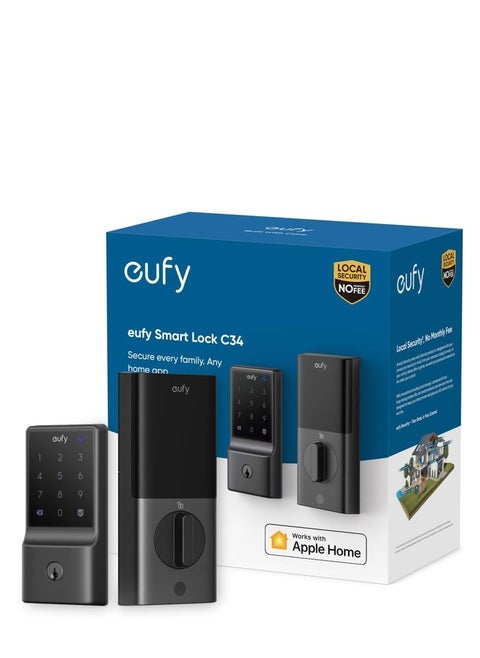 eufy Security Smart Lock C34, Keyless Entry Door Lock with Apple Home Ecosystem, Built-in Wi-Fi Deadbolt for Front Door or Back