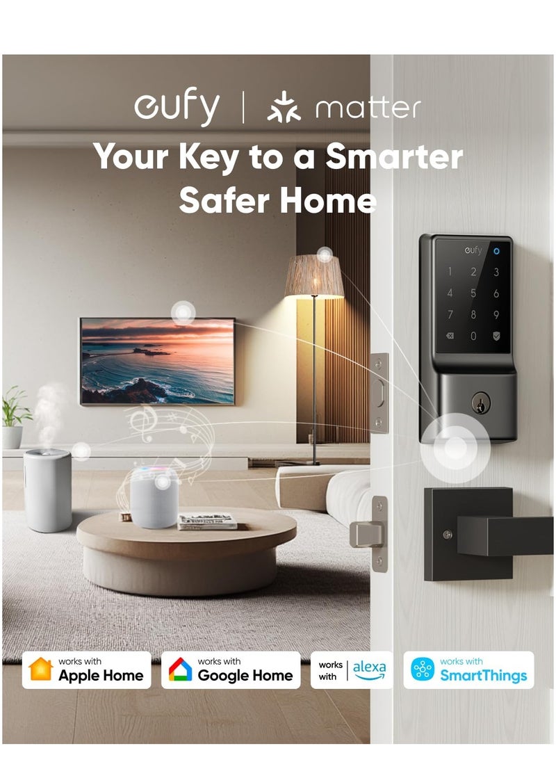 eufy - eufy Security Smart Lock C34, Keyless Entry Door Lock with Apple Home Ecosystem, Built-in Wi-Fi Deadbolt for Front Door or Back - Image 1