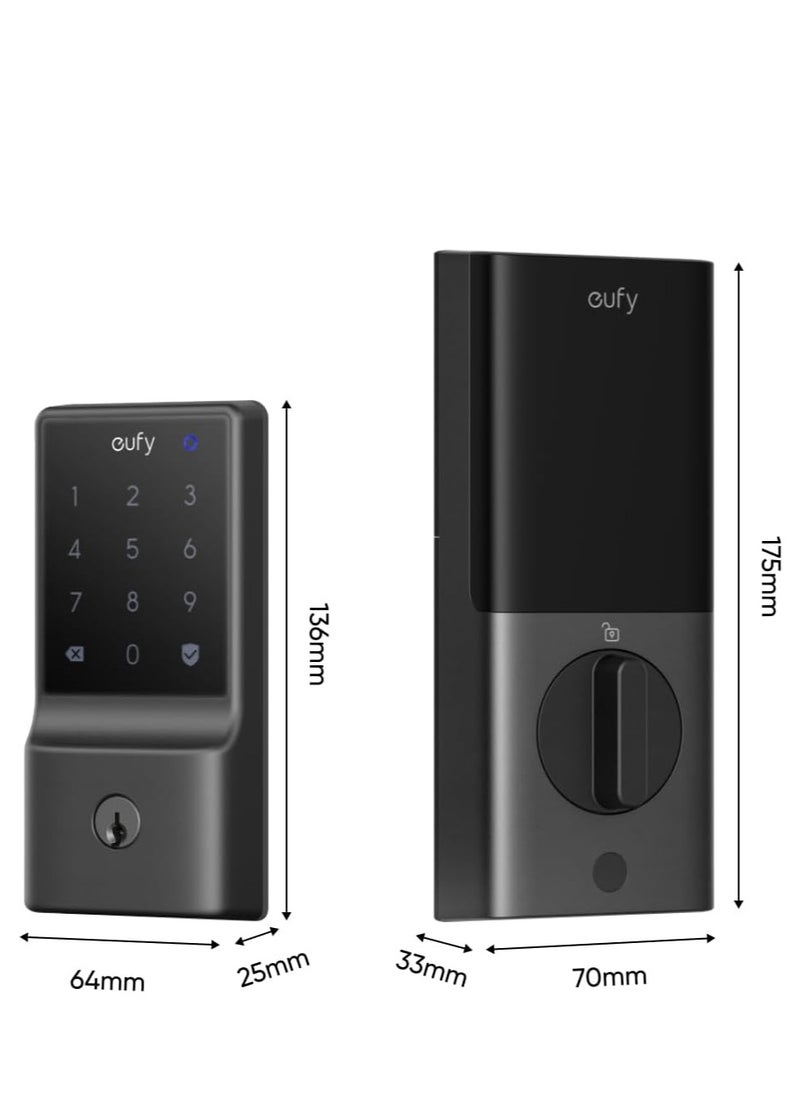 eufy - eufy Security Smart Lock C34, Keyless Entry Door Lock with Apple Home Ecosystem, Built-in Wi-Fi Deadbolt for Front Door or Back - Image 1