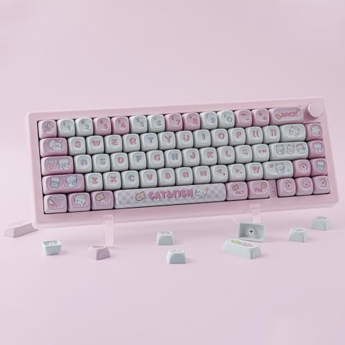 TYRIXKI PBT Cute Kitty-cat Keycaps Set 140 Keys Dye-Sublimation MOA Profile Keycaps for Cherry Gateron MX Swithes Mechanical Keyboards - Image 3