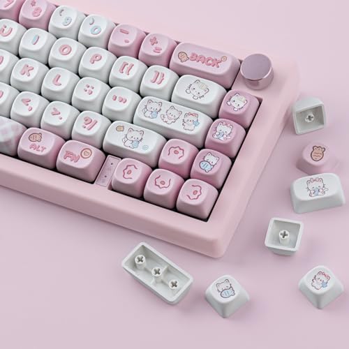 TYRIXKI PBT Cute Kitty-cat Keycaps Set 140 Keys Dye-Sublimation MOA Profile Keycaps for Cherry Gateron MX Swithes Mechanical Keyboards - Image 4