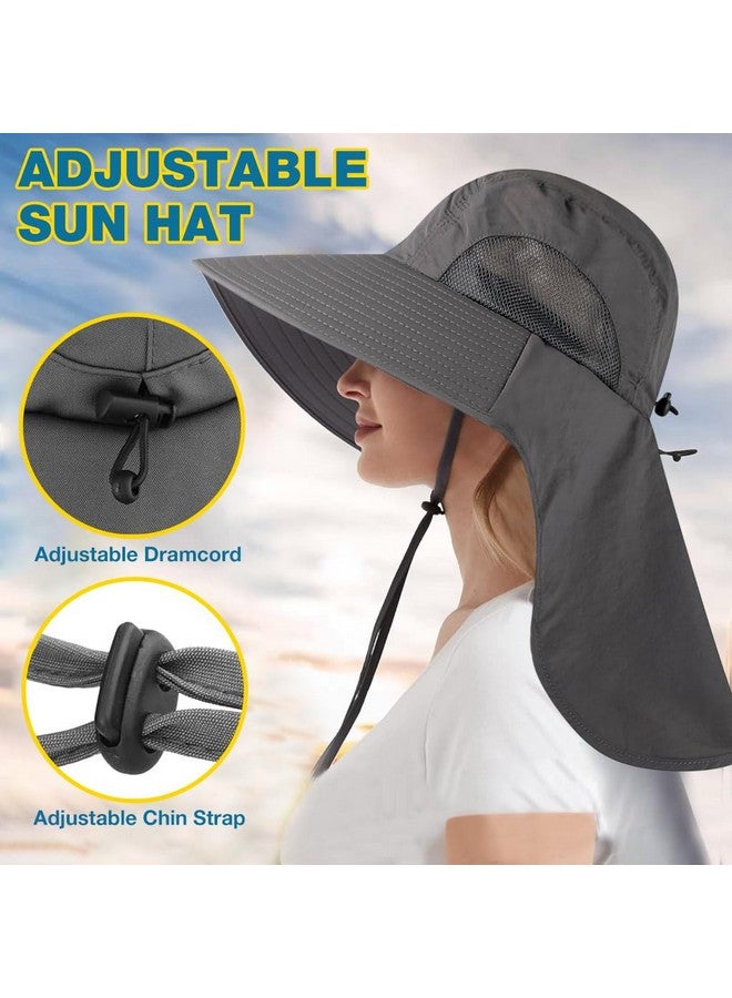 GUSTAVE® Sun Hat for Men, Fashion Wide Brim Hat UV Protection Cowboy Hats Neck Flap Design & Adjustable Windproof Chin Strap Sun Hat Unisex Sun Hat Breathable Sun Hat for Hiking, Fishing, Gardening - Image 3