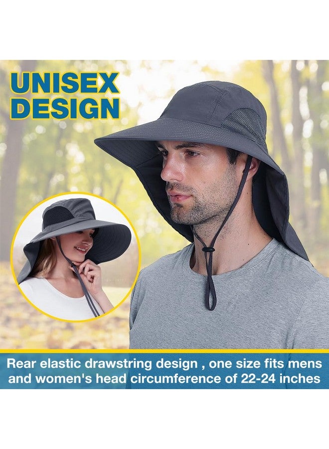 GUSTAVE® Sun Hat for Men, Fashion Wide Brim Hat UV Protection Cowboy Hats Neck Flap Design & Adjustable Windproof Chin Strap Sun Hat Unisex Sun Hat Breathable Sun Hat for Hiking, Fishing, Gardening - Image 2