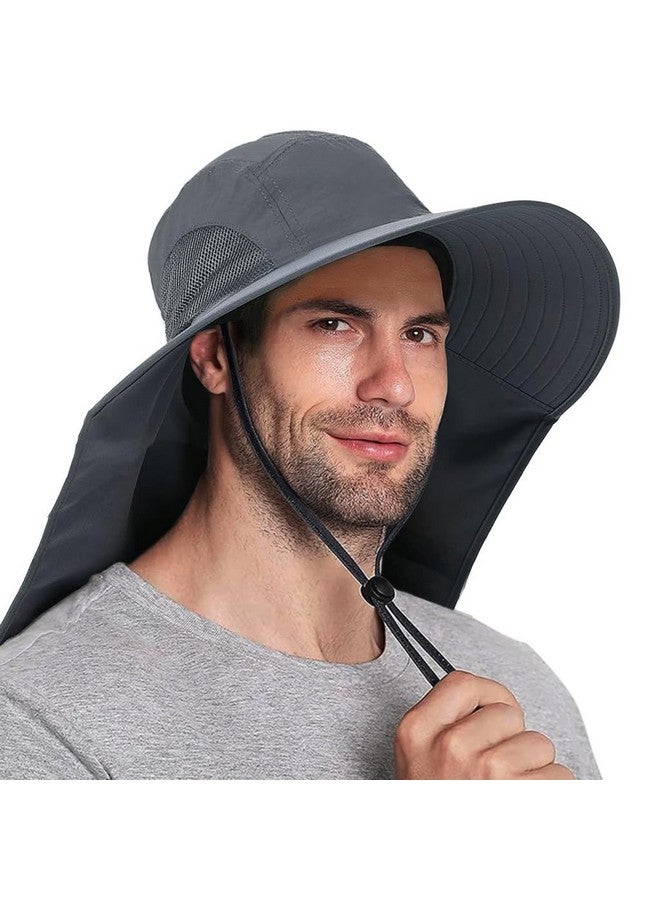 GUSTAVE® Sun Hat for Men, Fashion Wide Brim Hat UV Protection Cowboy Hats Neck Flap Design & Adjustable Windproof Chin Strap Sun Hat Unisex Sun Hat Breathable Sun Hat for Hiking, Fishing, Gardening - Image 1