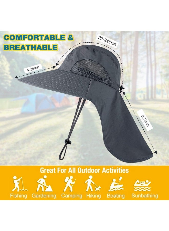GUSTAVE® Sun Hat for Men, Fashion Wide Brim Hat UV Protection Cowboy Hats Neck Flap Design & Adjustable Windproof Chin Strap Sun Hat Unisex Sun Hat Breathable Sun Hat for Hiking, Fishing, Gardening - Image 5