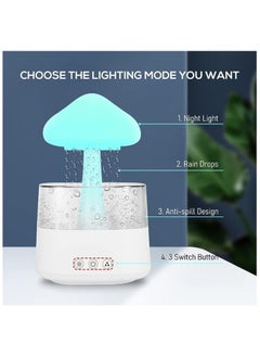 Serenova Humidifier Essential Oil Diffuser Rain Cloud 450ml 7 Colours LED Night Light 3 Power Levels 5H Timer Bedside Sleep Relaxation Mood Water Drop Sound Cold Fog for Home Office Yoga Bedroom (White)  - Image 5