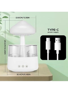 Serenova Humidifier Essential Oil Diffuser Rain Cloud 450ml 7 Colours LED Night Light 3 Power Levels 5H Timer Bedside Sleep Relaxation Mood Water Drop Sound Cold Fog for Home Office Yoga Bedroom (White)  - Image 3