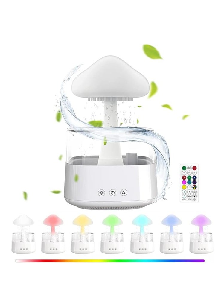 Humidifier Essential Oil Diffuser Rain Cloud 450ml 7 Colours LED Night Light 3 Power Levels 5H Timer Bedside Sleep Relaxation Mood Water Drop Sound Cold Fog for Home Office Yoga Bedroom (White) 