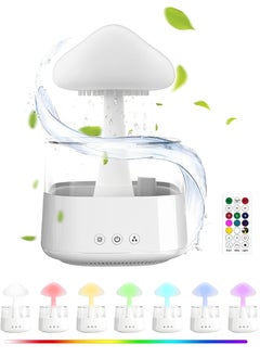 Serenova Humidifier Essential Oil Diffuser Rain Cloud 450ml 7 Colours LED Night Light 3 Power Levels 5H Timer Bedside Sleep Relaxation Mood Water Drop Sound Cold Fog for Home Office Yoga Bedroom (White)  - Image 1