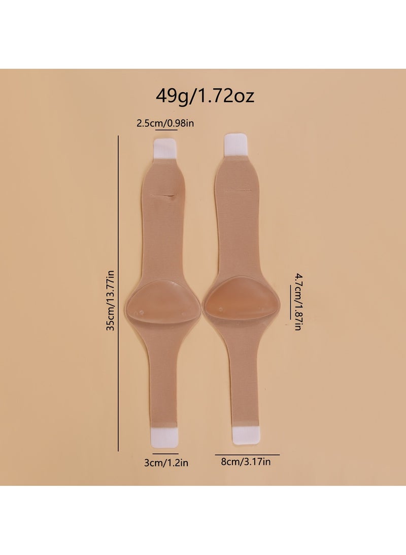 دعامة دعم قوس القدم - دعامات قدم مبطنة بالجل للرجال والنساء، لتثبيت الكعب والكاحل أثناء الجري/الرقص، مع قبضة محكمة ومعززة (بيج، زوج واحد) - Image 5